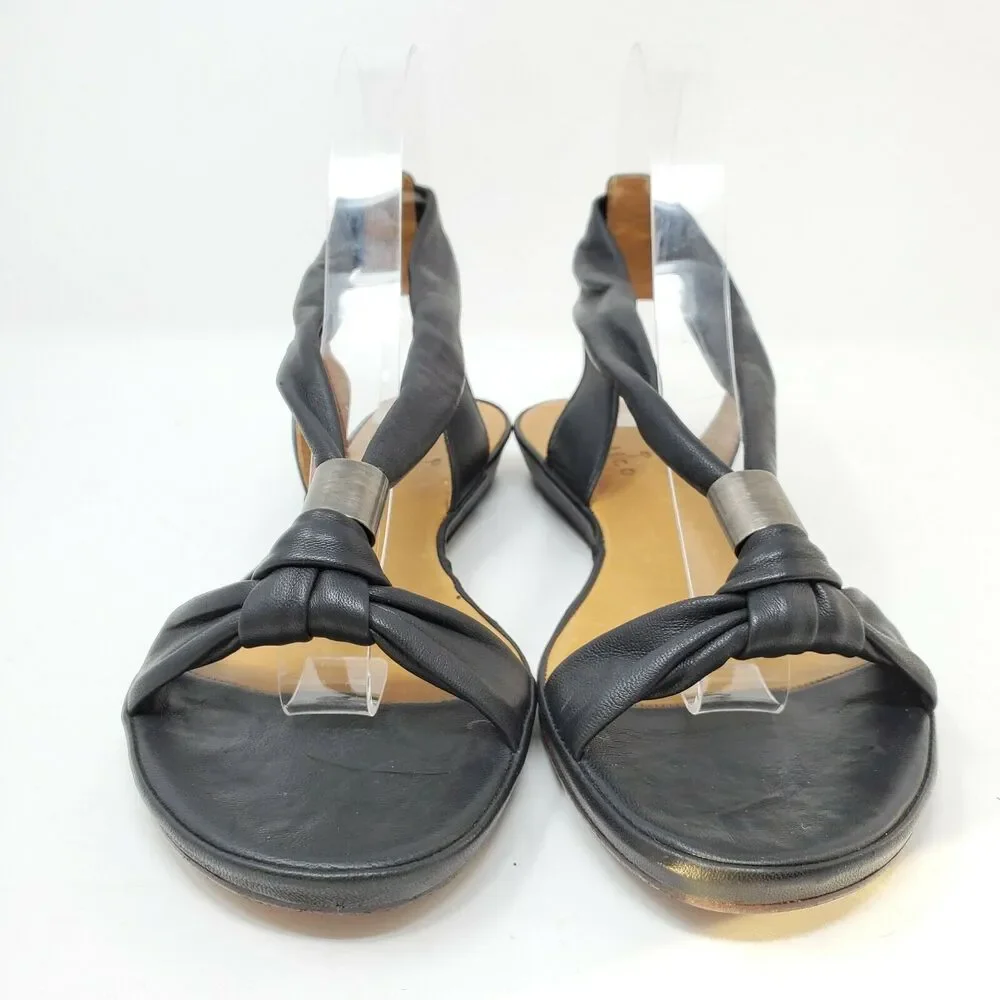 Raquel By Coclico Napa Black Strappy Ankle Strap Open Toe Sandals 37.5